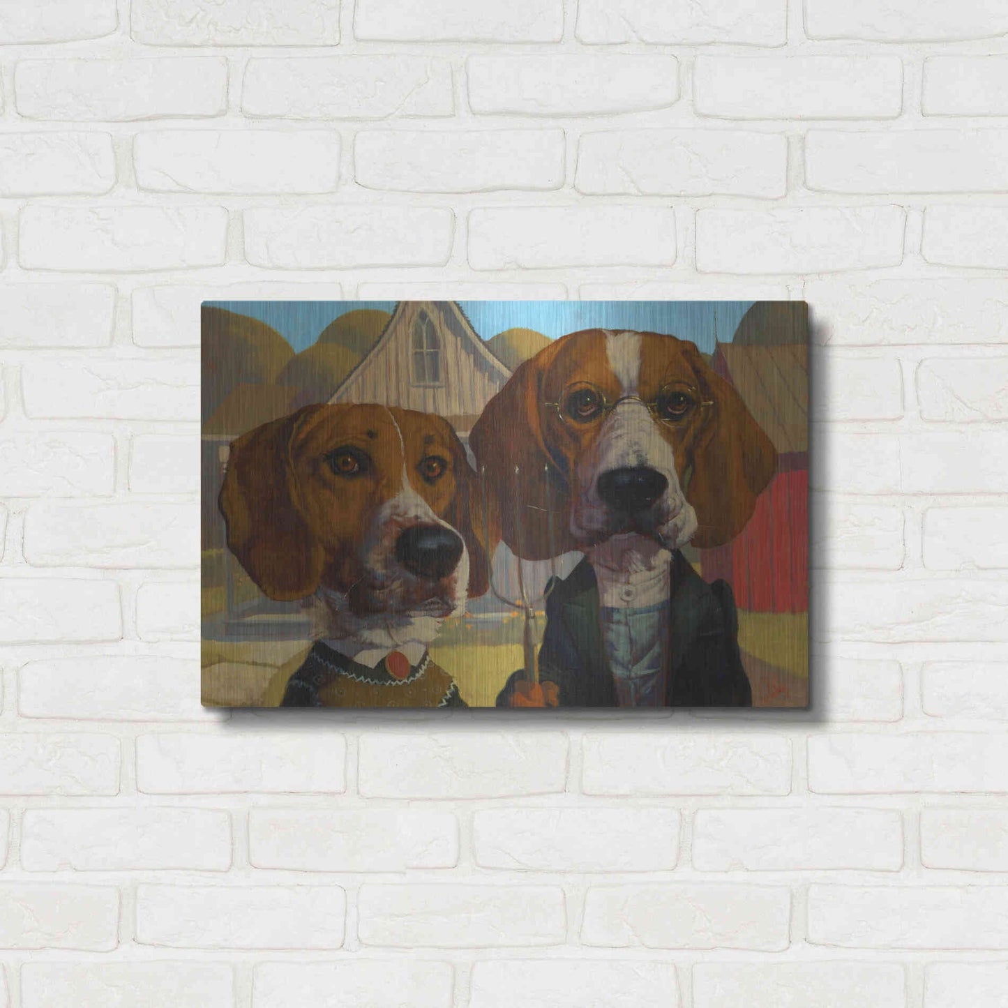 Luxe Metal Art 'American Gothic' by Thomas Fluharty, Metal Wall Art,24x16