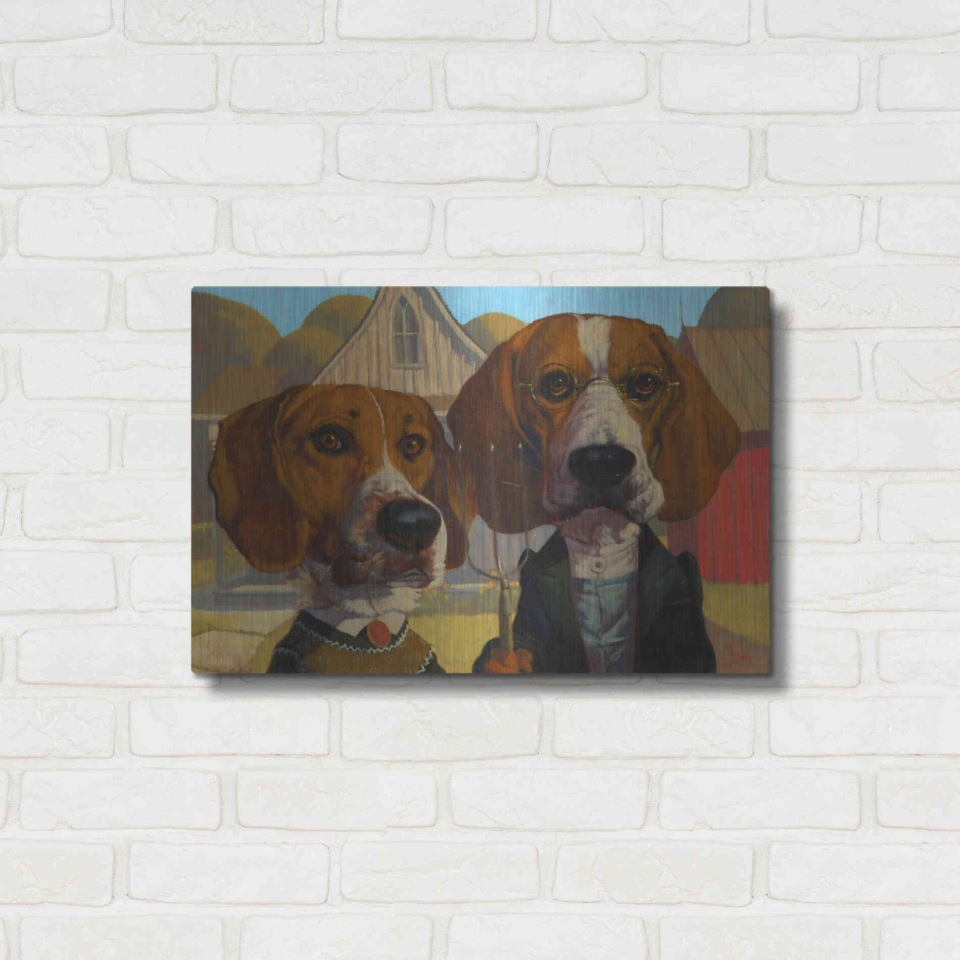 Luxe Metal Art 'American Gothic' by Thomas Fluharty, Metal Wall Art,24x16