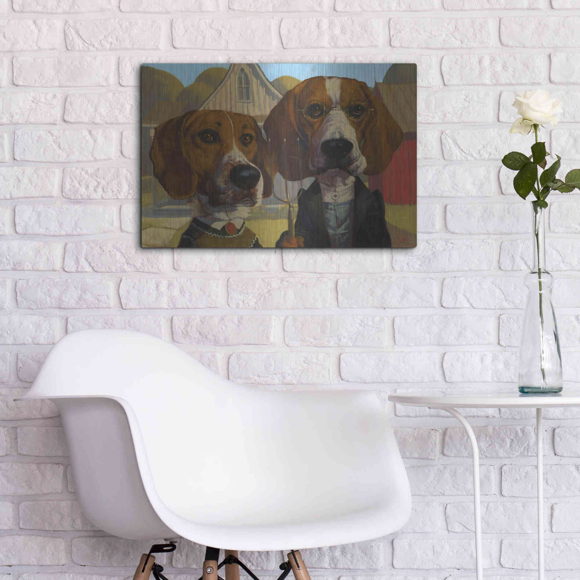 Luxe Metal Art 'American Gothic' by Thomas Fluharty, Metal Wall Art,24x16