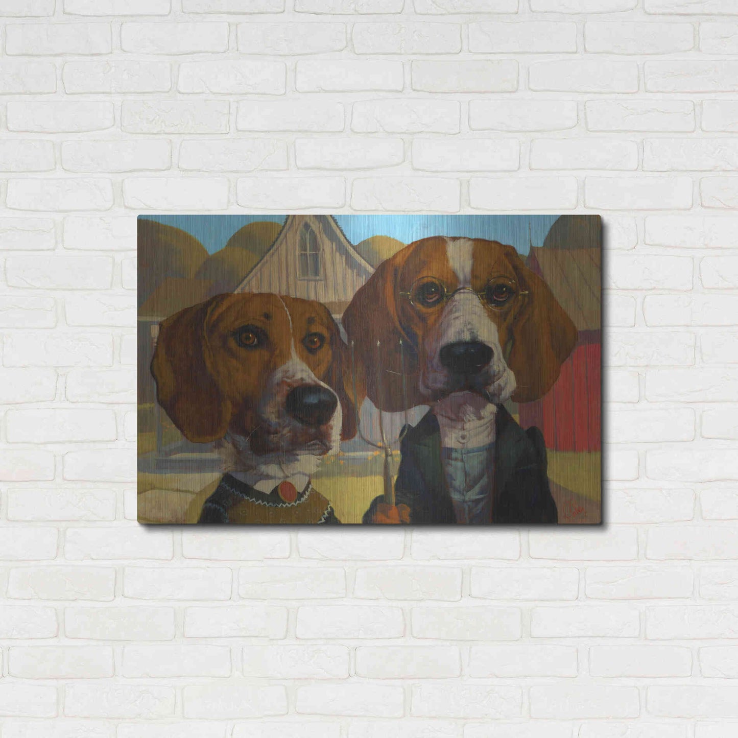 Luxe Metal Art 'American Gothic' by Thomas Fluharty, Metal Wall Art,36x24