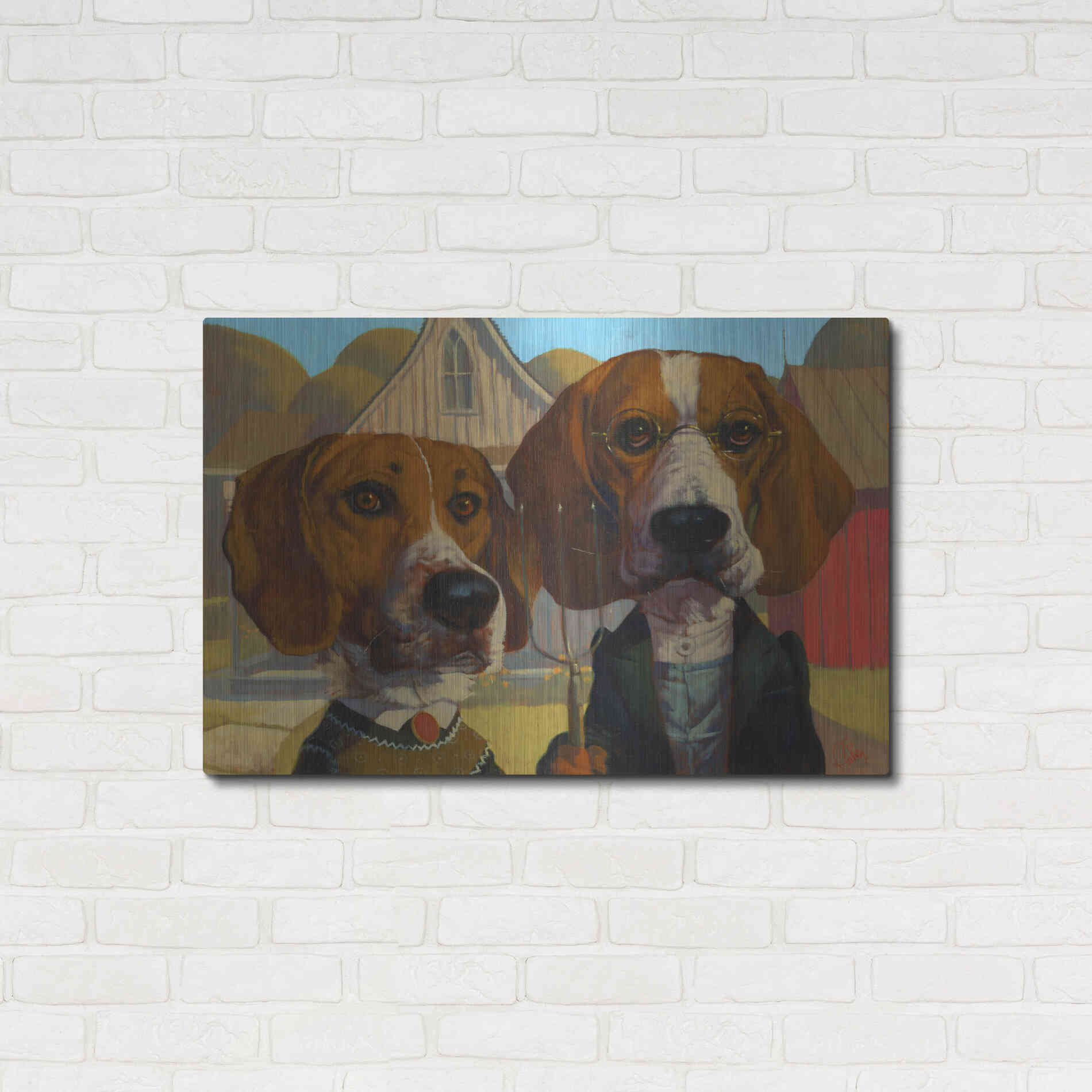 Luxe Metal Art 'American Gothic' by Thomas Fluharty, Metal Wall Art,36x24