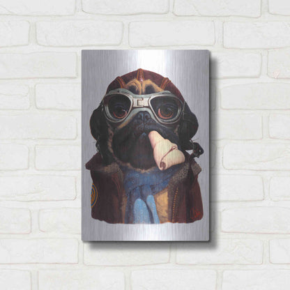 Luxe Metal Art 'Aviator Pug' by Thomas Fluharty, Metal Wall Art,12x16