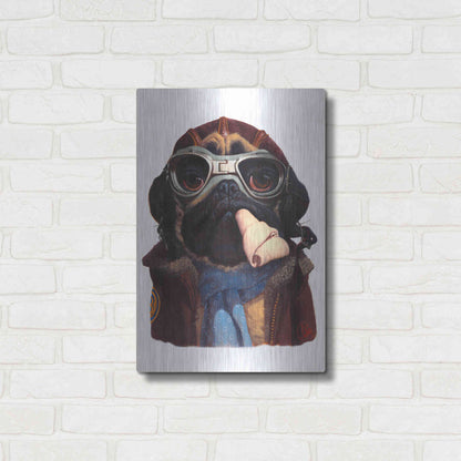 Luxe Metal Art 'Aviator Pug' by Thomas Fluharty, Metal Wall Art,16x24