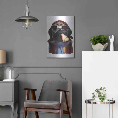 Luxe Metal Art 'Aviator Pug' by Thomas Fluharty, Metal Wall Art,16x24