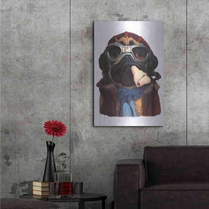 Luxe Metal Art 'Aviator Pug' by Thomas Fluharty, Metal Wall Art,24x36