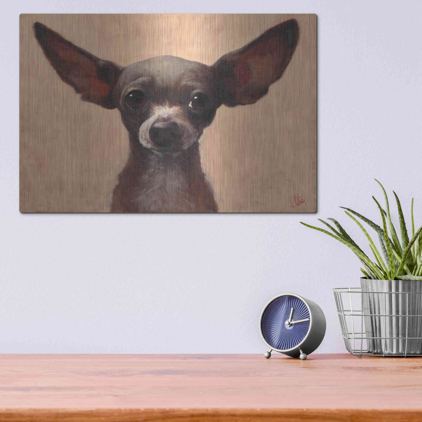 Luxe Metal Art 'Chihuahua' by Thomas Fluharty, Metal Wall Art,16x12