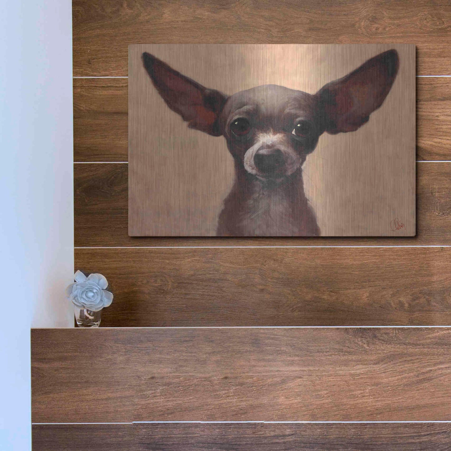 Luxe Metal Art 'Chihuahua' by Thomas Fluharty, Metal Wall Art,16x12