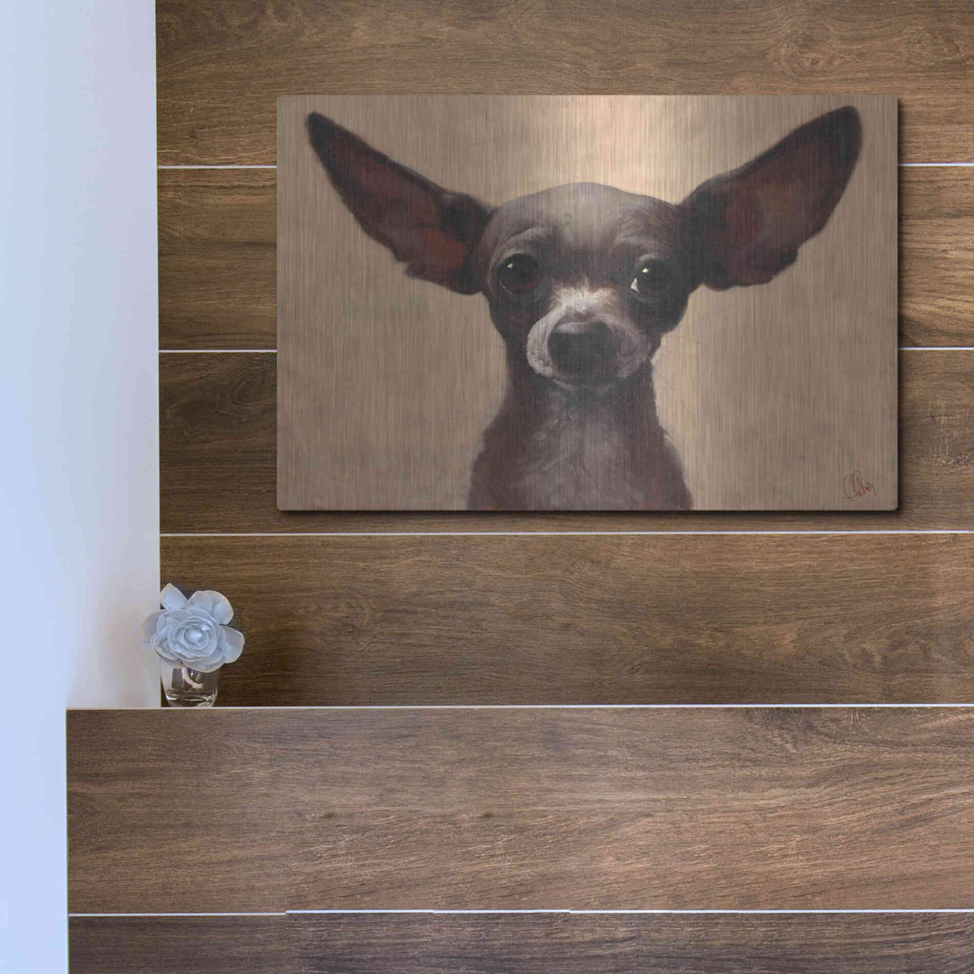Luxe Metal Art 'Chihuahua' by Thomas Fluharty, Metal Wall Art,16x12