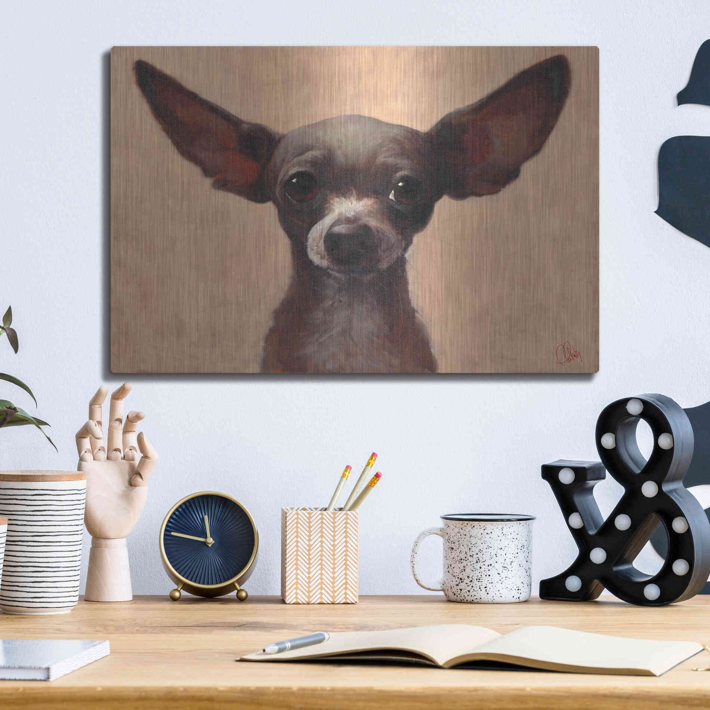 Luxe Metal Art 'Chihuahua' by Thomas Fluharty, Metal Wall Art,16x12