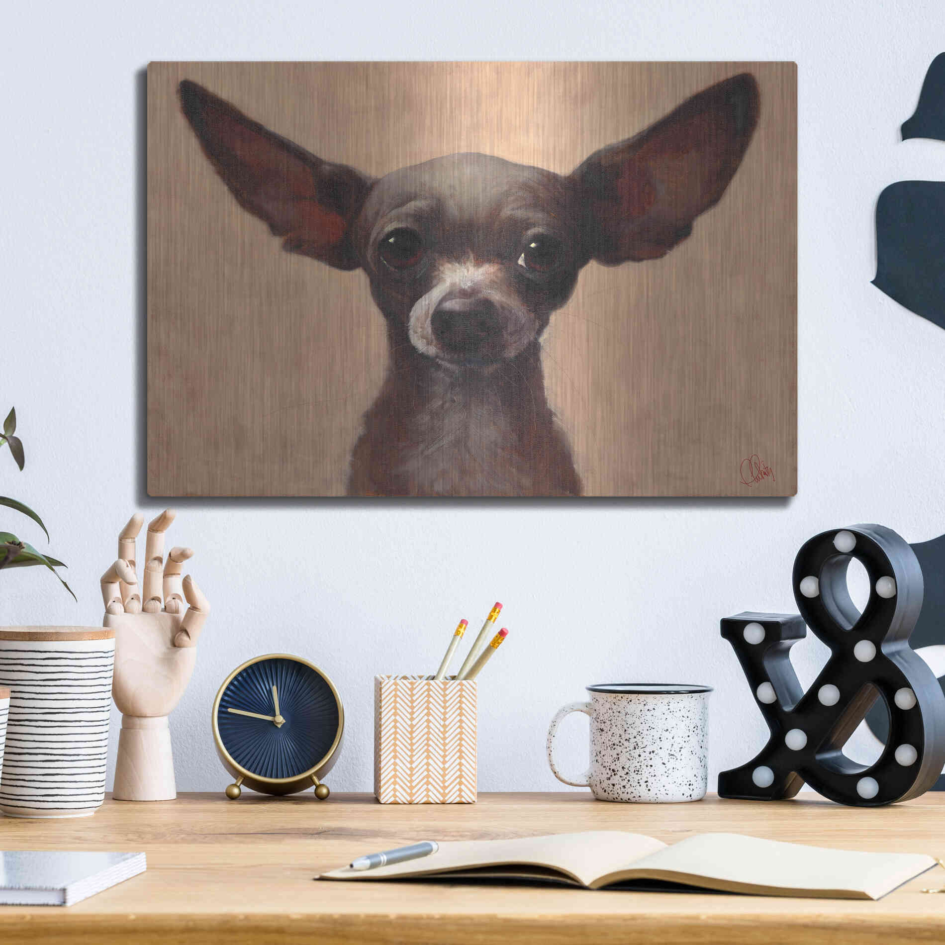 Luxe Metal Art 'Chihuahua' by Thomas Fluharty, Metal Wall Art,16x12