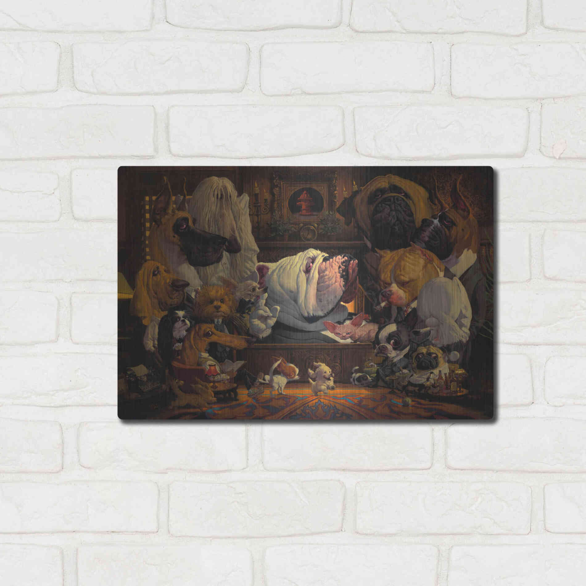 Luxe Metal Art 'DogFather' by Thomas Fluharty, Metal Wall Art,16x12