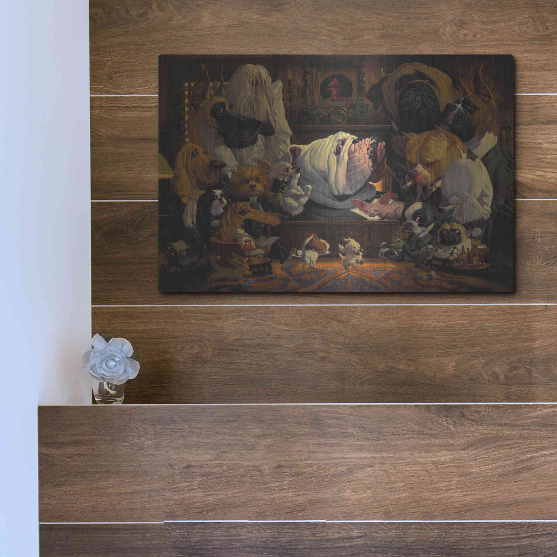 Luxe Metal Art 'DogFather' by Thomas Fluharty, Metal Wall Art,16x12