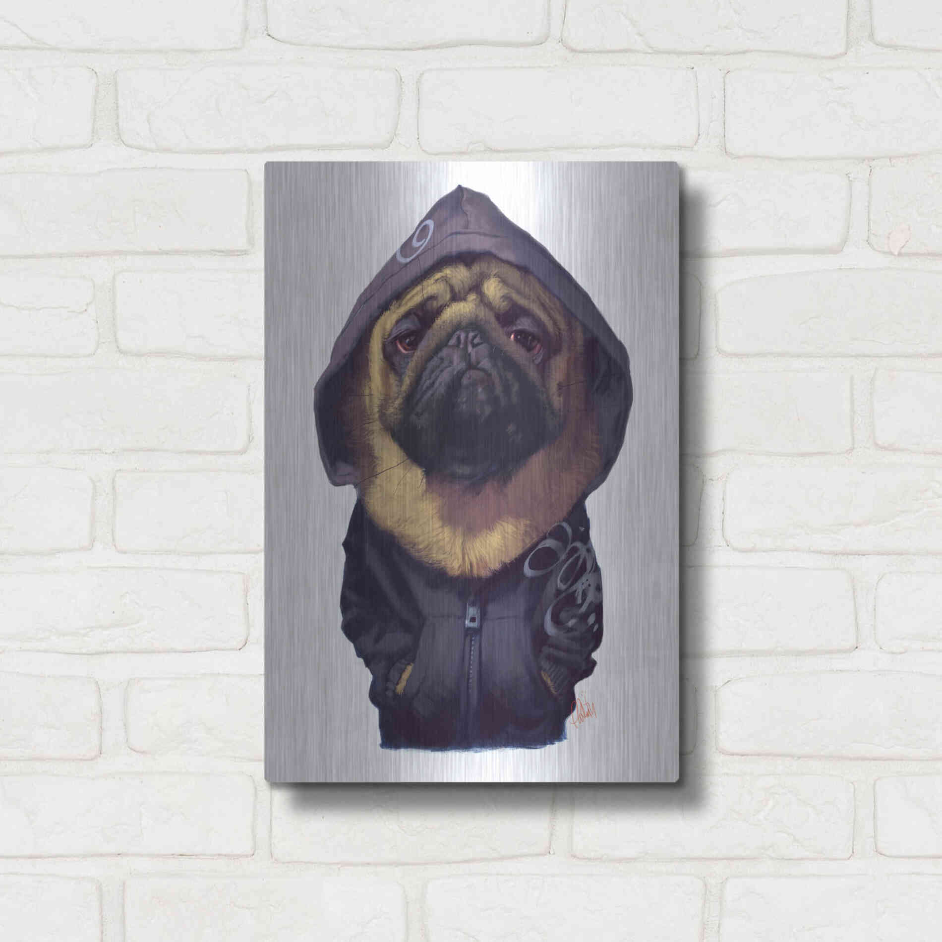Luxe Metal Art 'Homie' by Thomas Fluharty, Metal Wall Art,12x16