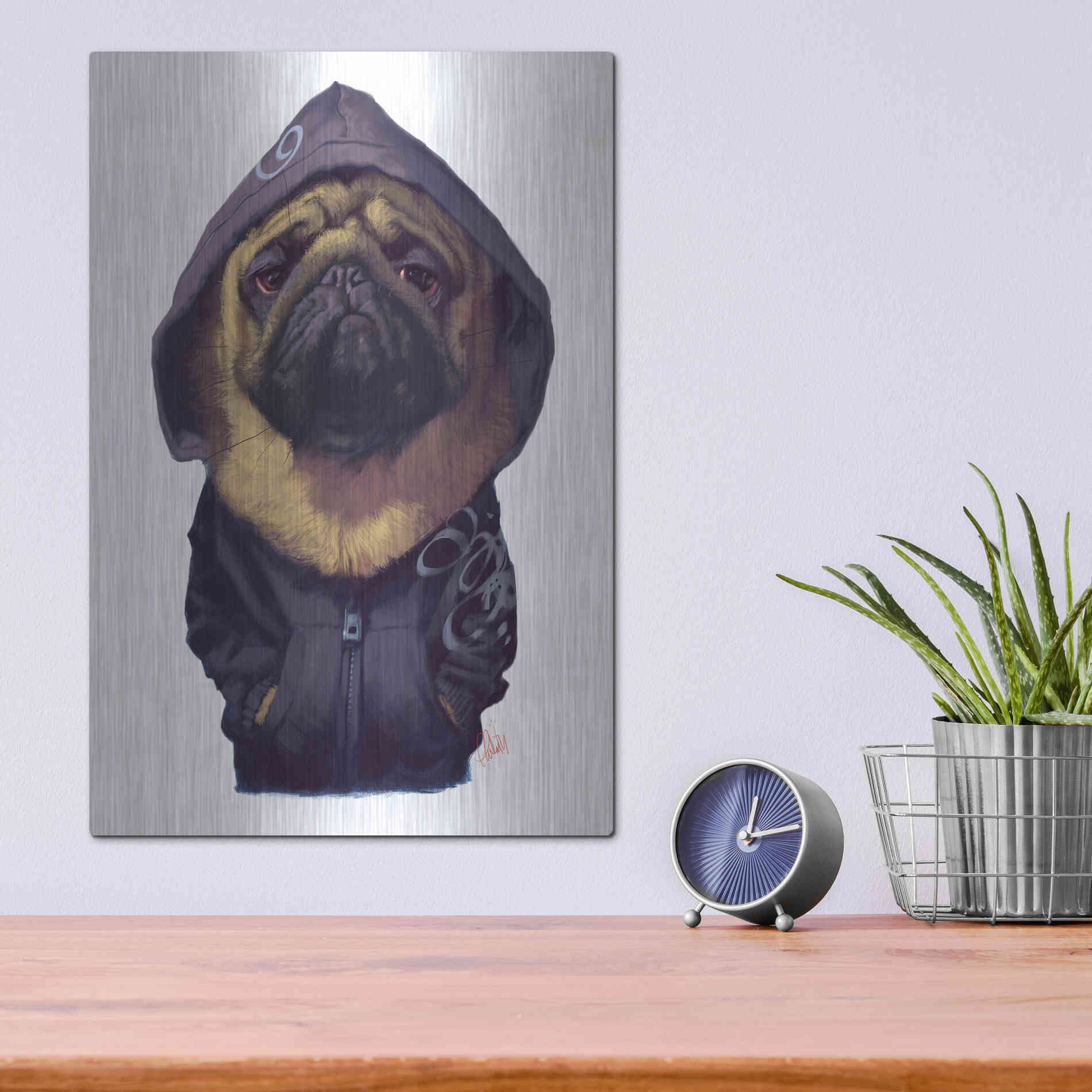 Luxe Metal Art 'Homie' by Thomas Fluharty, Metal Wall Art,12x16