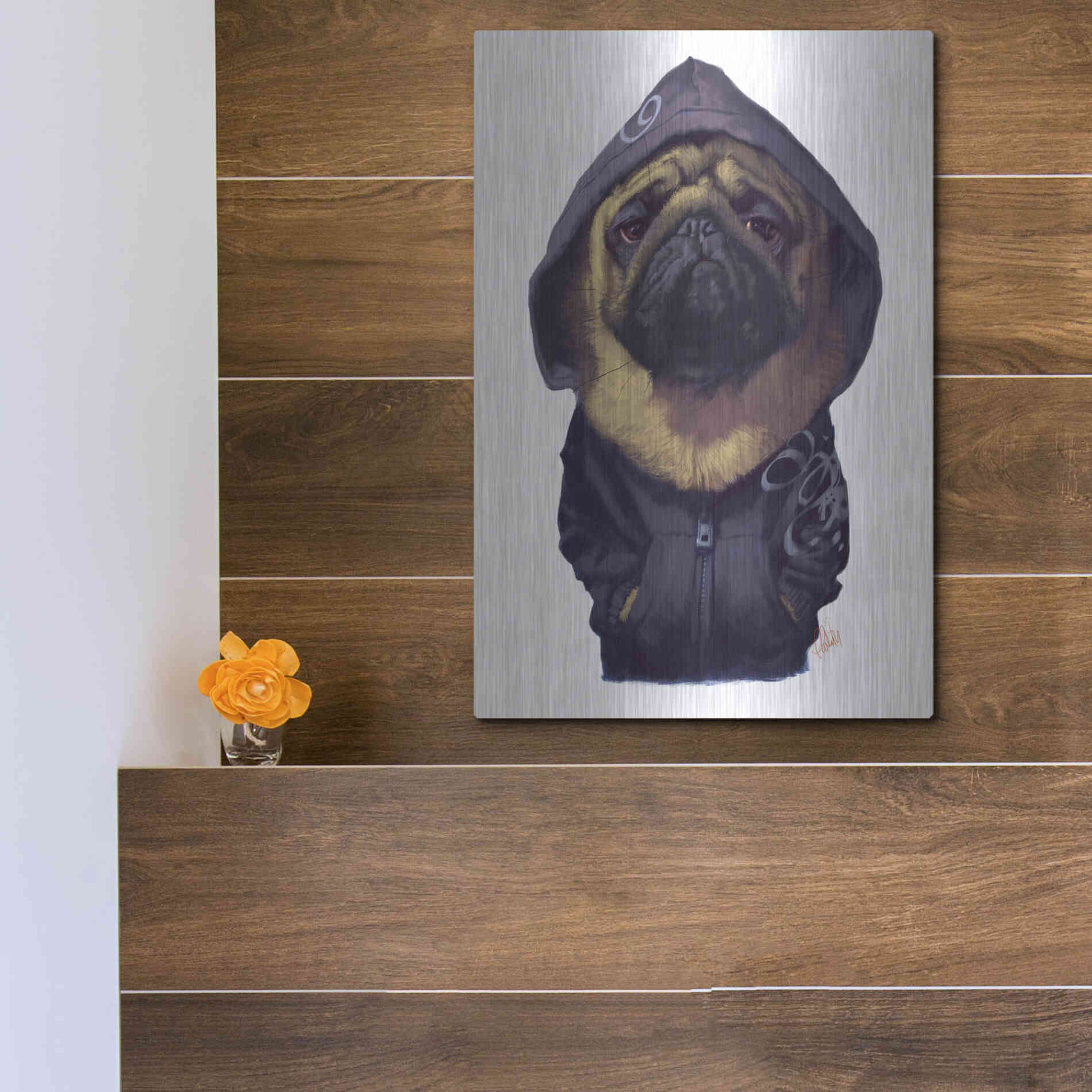 Luxe Metal Art 'Homie' by Thomas Fluharty, Metal Wall Art,12x16