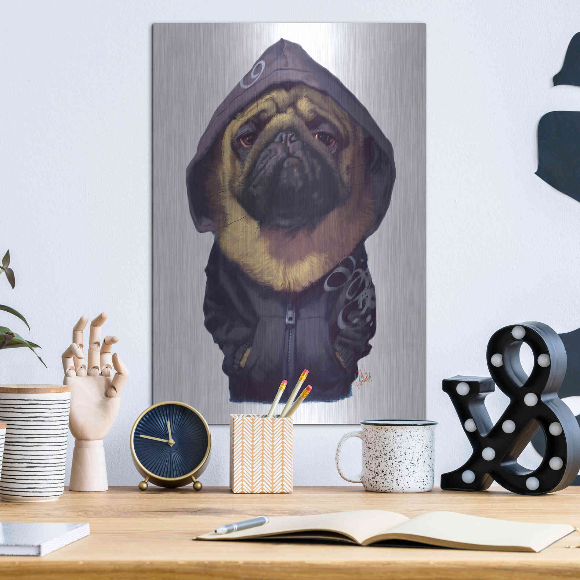 Luxe Metal Art 'Homie' by Thomas Fluharty, Metal Wall Art,12x16