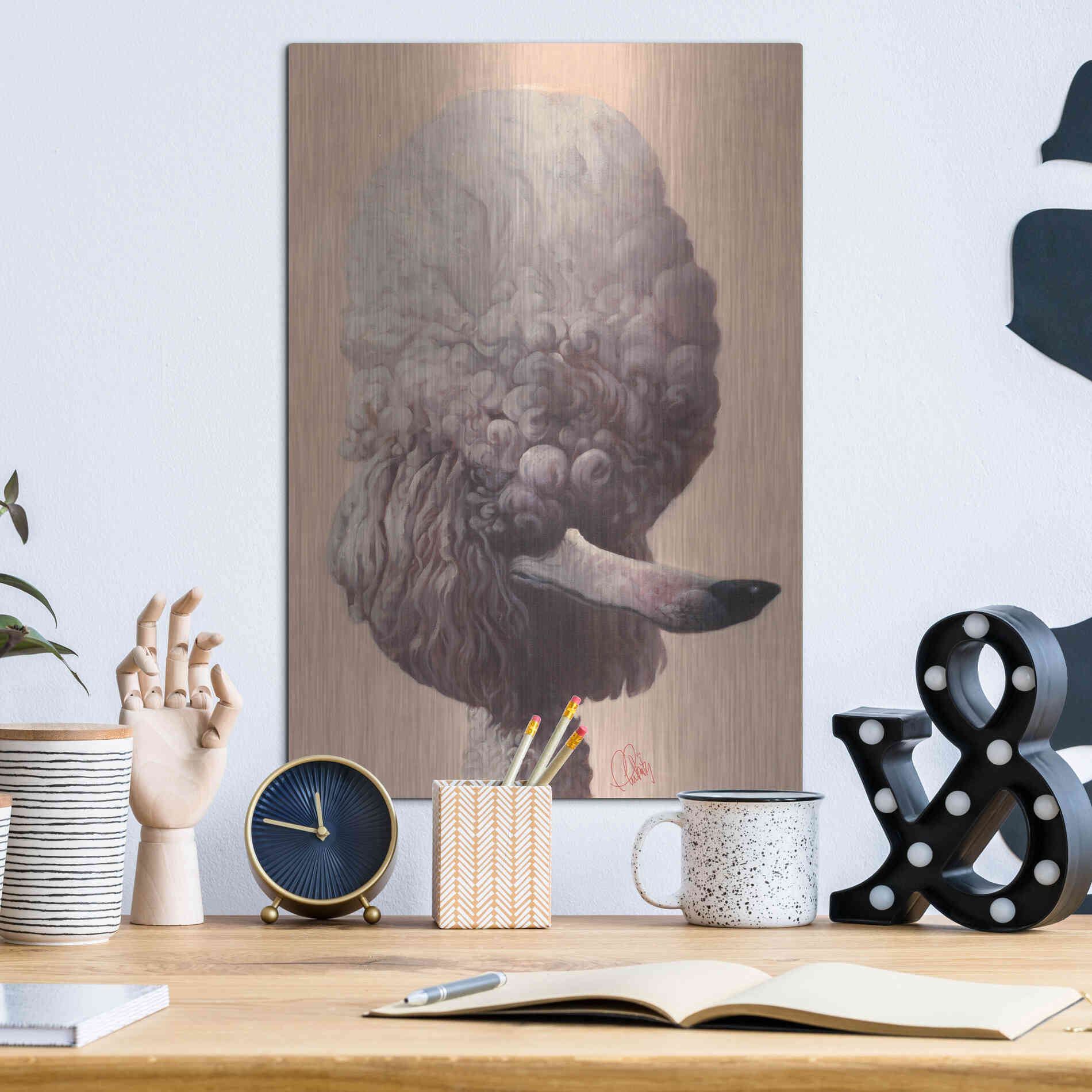 Luxe Metal Art 'Poodle' by Thomas Fluharty, Metal Wall Art,12x16