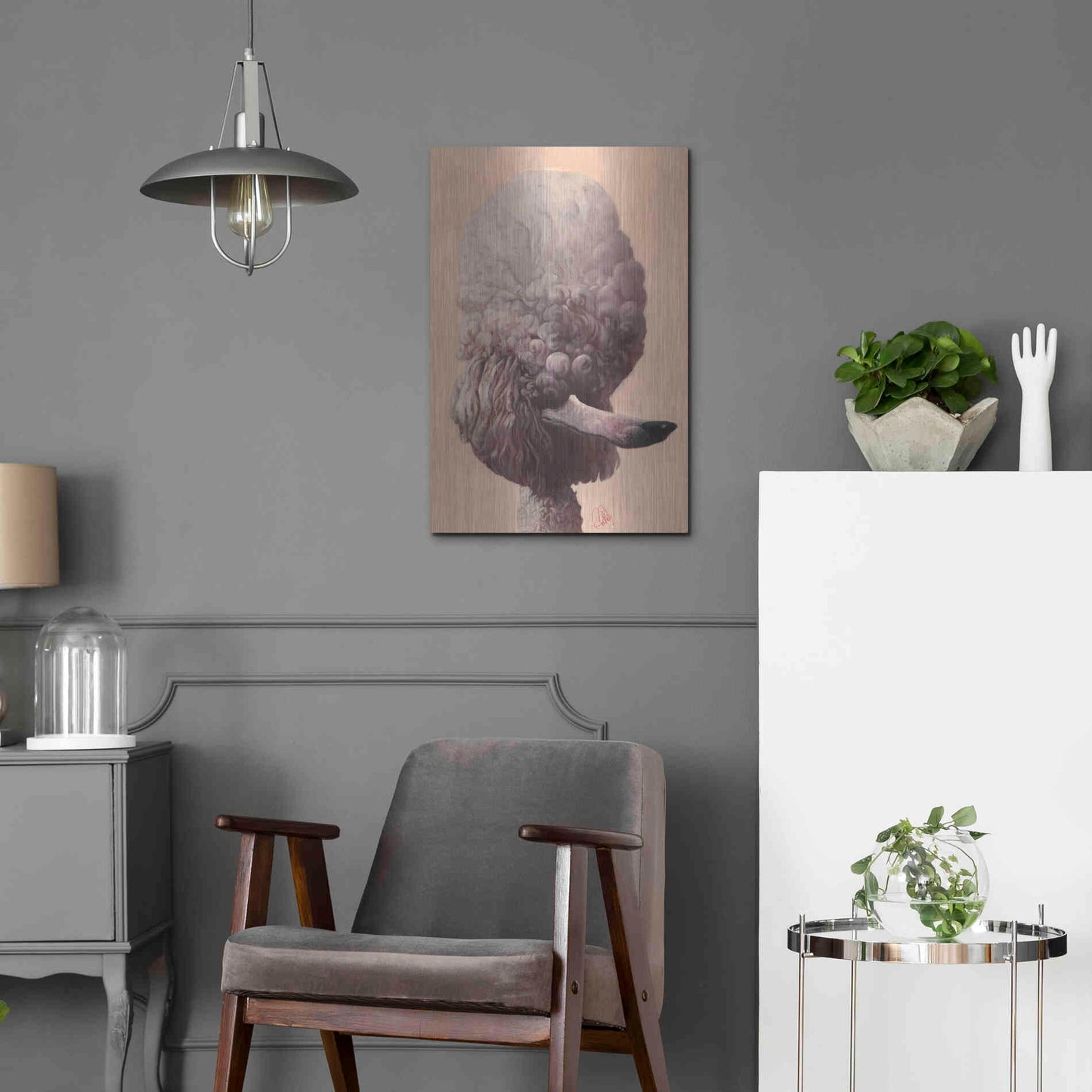 Luxe Metal Art 'Poodle' by Thomas Fluharty, Metal Wall Art,16x24