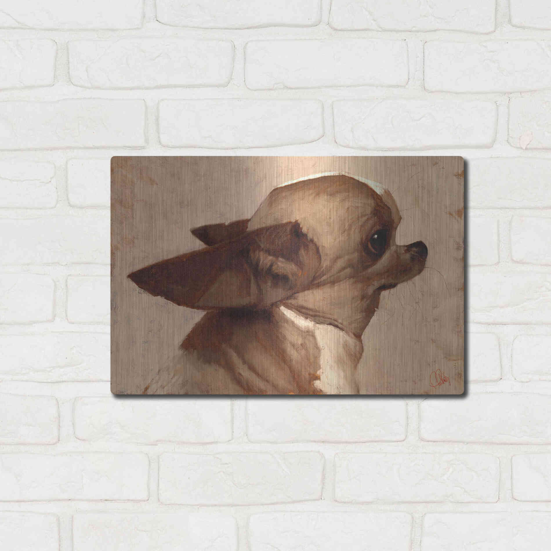 Luxe Metal Art 'Profile-Chihuahua' by Thomas Fluharty, Metal Wall Art,16x12
