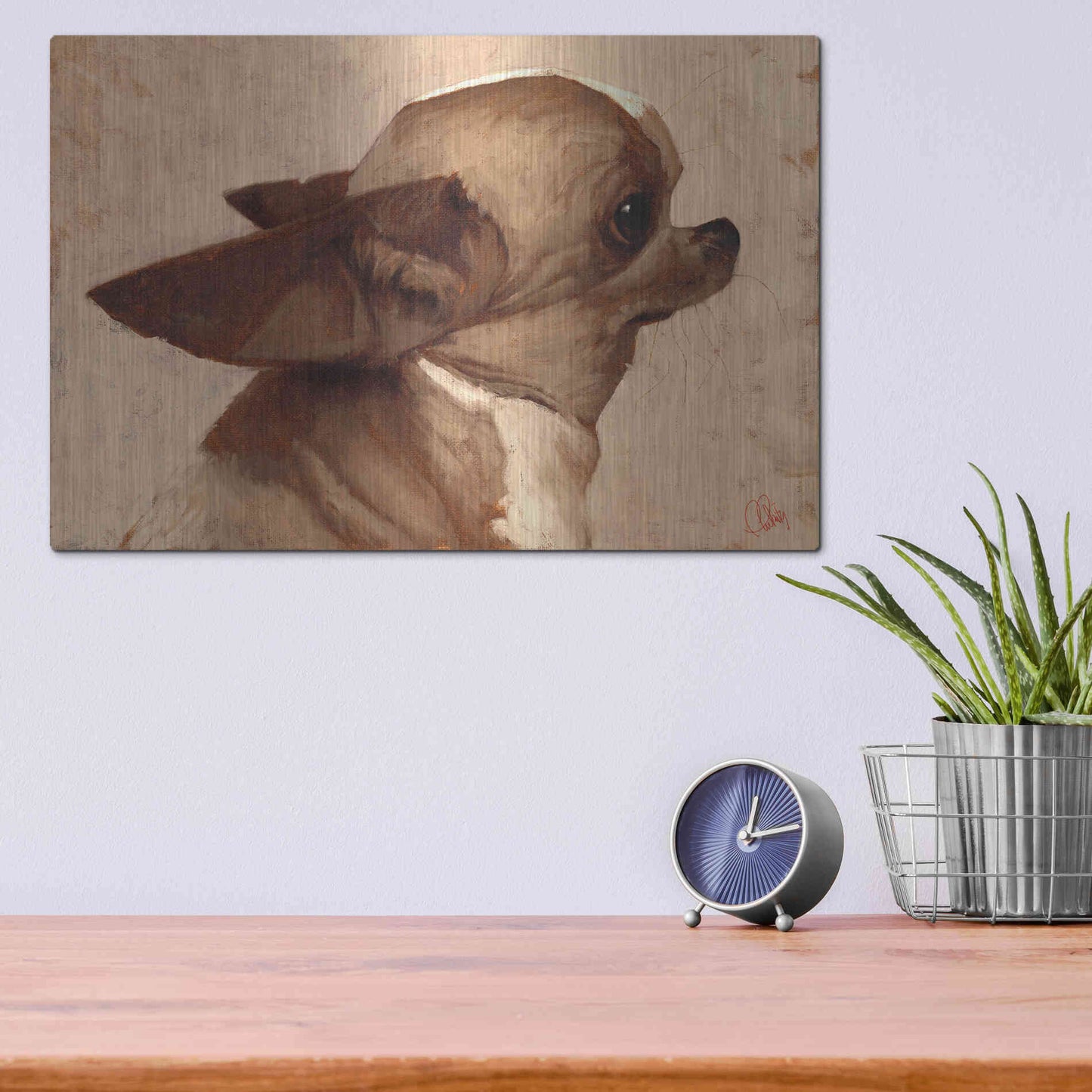 Luxe Metal Art 'Profile-Chihuahua' by Thomas Fluharty, Metal Wall Art,16x12