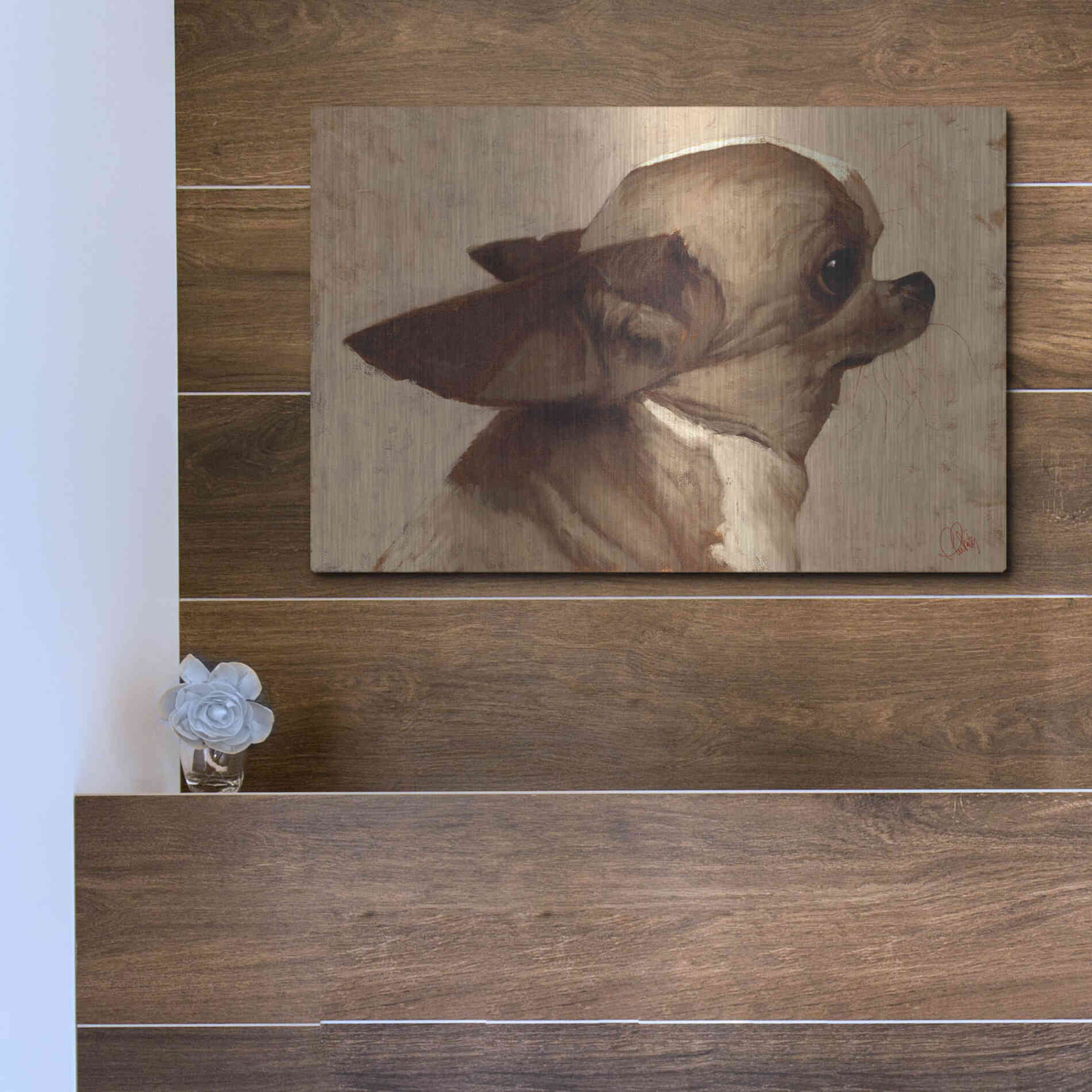 Luxe Metal Art 'Profile-Chihuahua' by Thomas Fluharty, Metal Wall Art,16x12