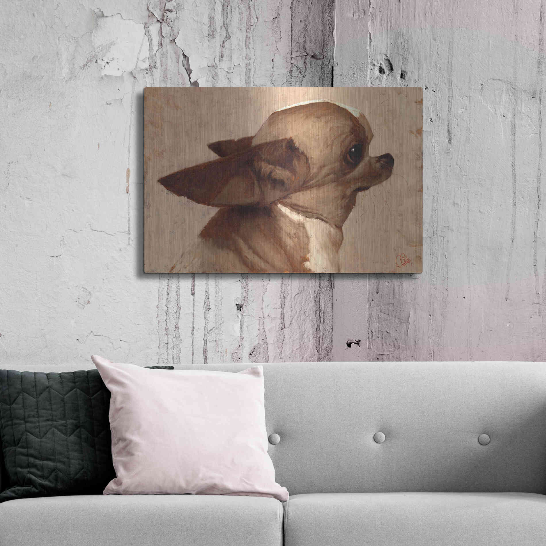 Luxe Metal Art 'Profile-Chihuahua' by Thomas Fluharty, Metal Wall Art,36x24