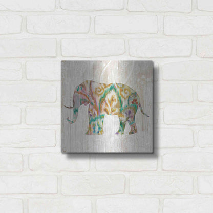 Luxe Metal Art 'Boho Paisley Elephant II v2' by Danhui Nai, Metal Wall Art,12x12