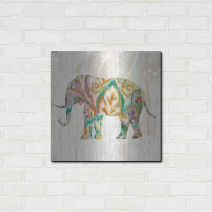 Luxe Metal Art 'Boho Paisley Elephant II v2' by Danhui Nai, Metal Wall Art,24x24