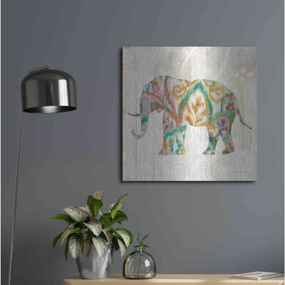 Luxe Metal Art 'Boho Paisley Elephant II v2' by Danhui Nai, Metal Wall Art,24x24