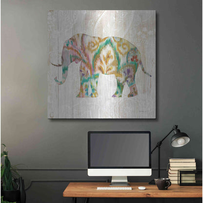 Luxe Metal Art 'Boho Paisley Elephant II v2' by Danhui Nai, Metal Wall Art,36x36