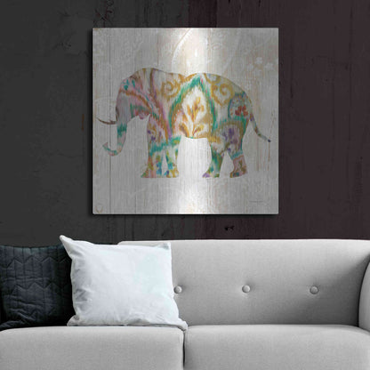 Luxe Metal Art 'Boho Paisley Elephant II v2' by Danhui Nai, Metal Wall Art,36x36
