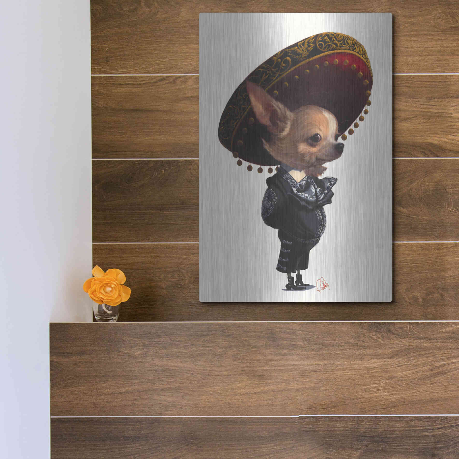 Luxe Metal Art 'Senorita' by Thomas Fluharty, Metal Wall Art,12x16