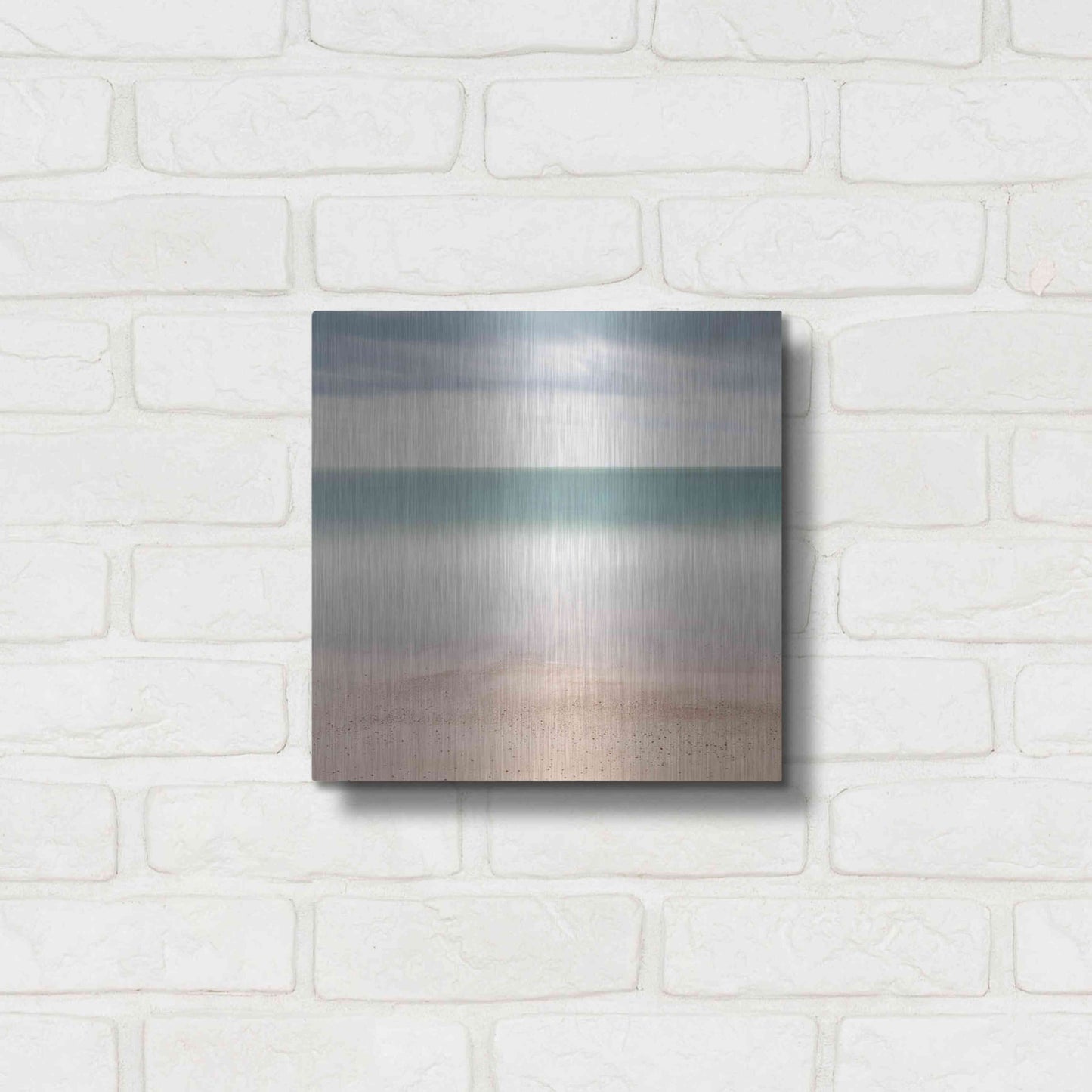 Luxe Metal Art 'Beach Sea Sky' by Wilco Dragt, Metal Wall Art,12x12