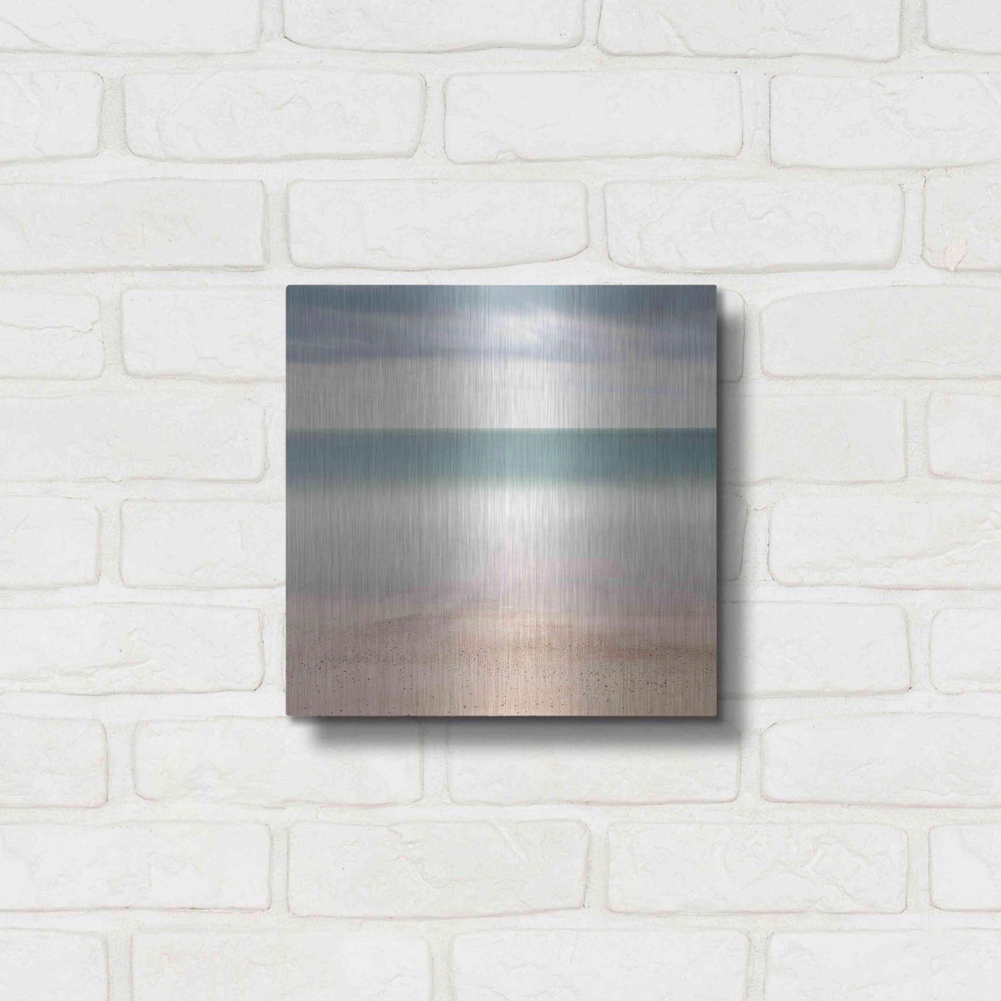 Luxe Metal Art 'Beach Sea Sky' by Wilco Dragt, Metal Wall Art,12x12