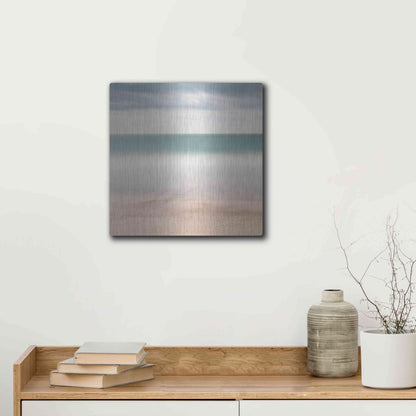 Luxe Metal Art 'Beach Sea Sky' by Wilco Dragt, Metal Wall Art,12x12