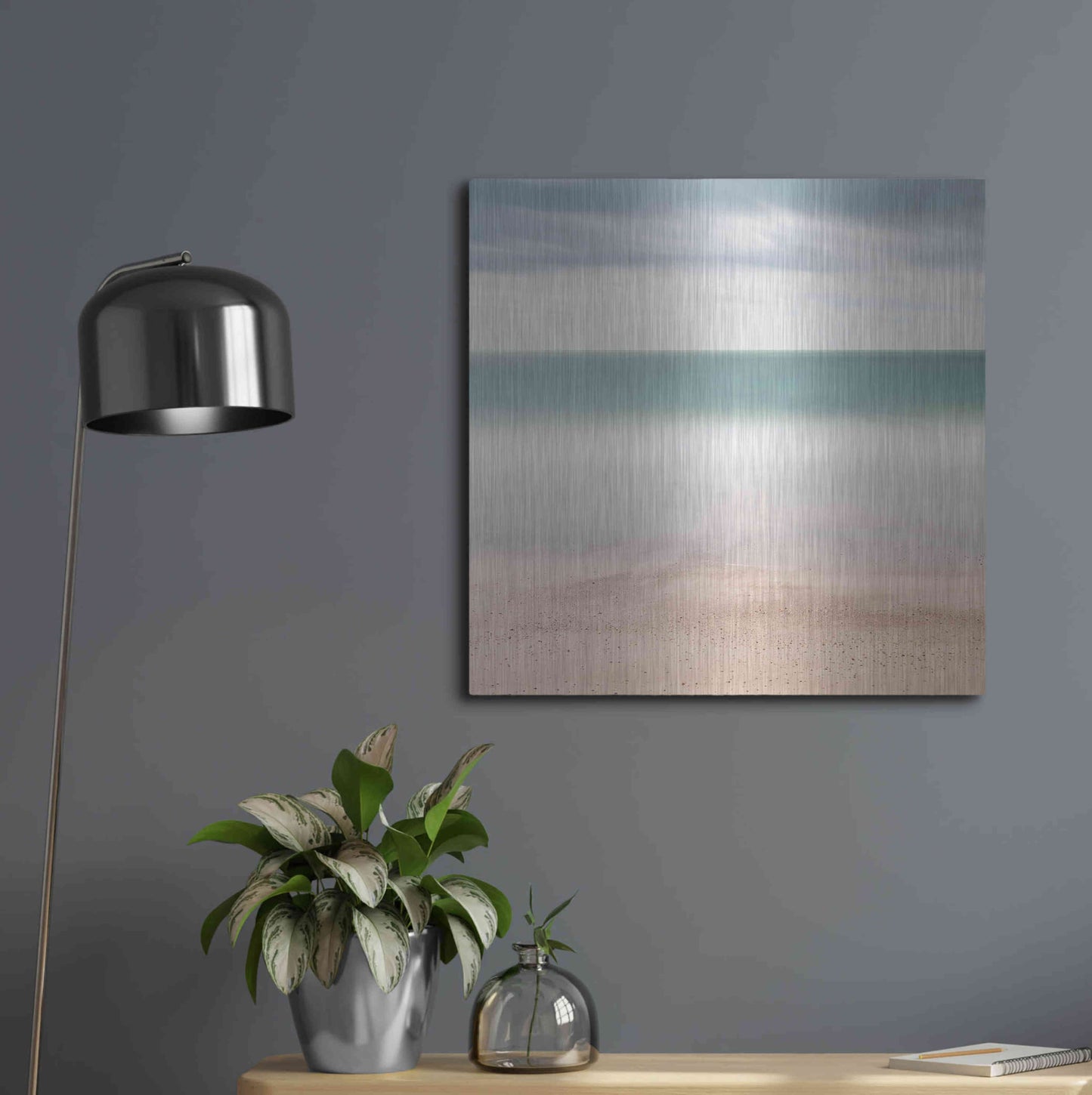 Luxe Metal Art 'Beach Sea Sky' by Wilco Dragt, Metal Wall Art,24x24