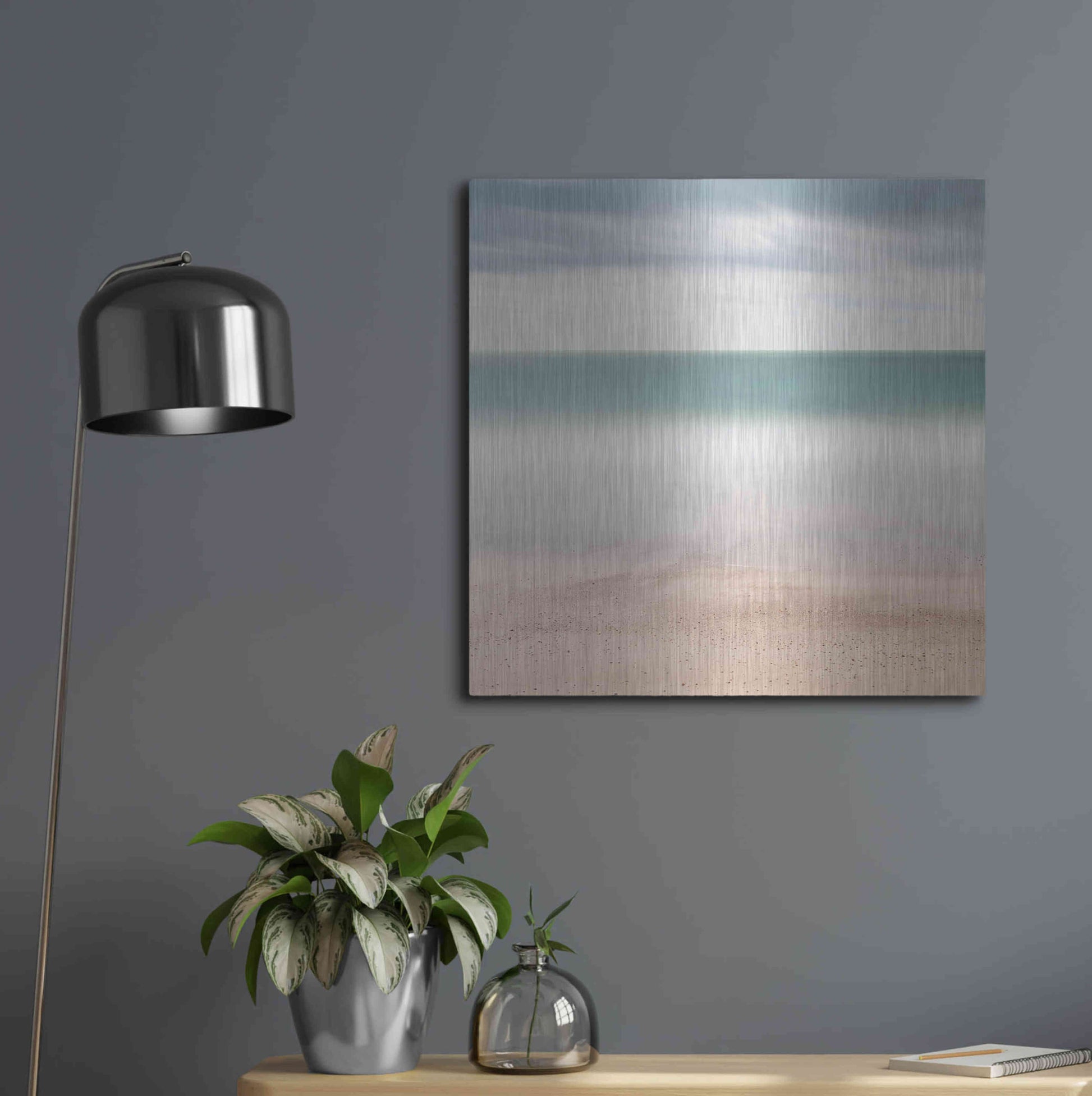 Luxe Metal Art 'Beach Sea Sky' by Wilco Dragt, Metal Wall Art,24x24