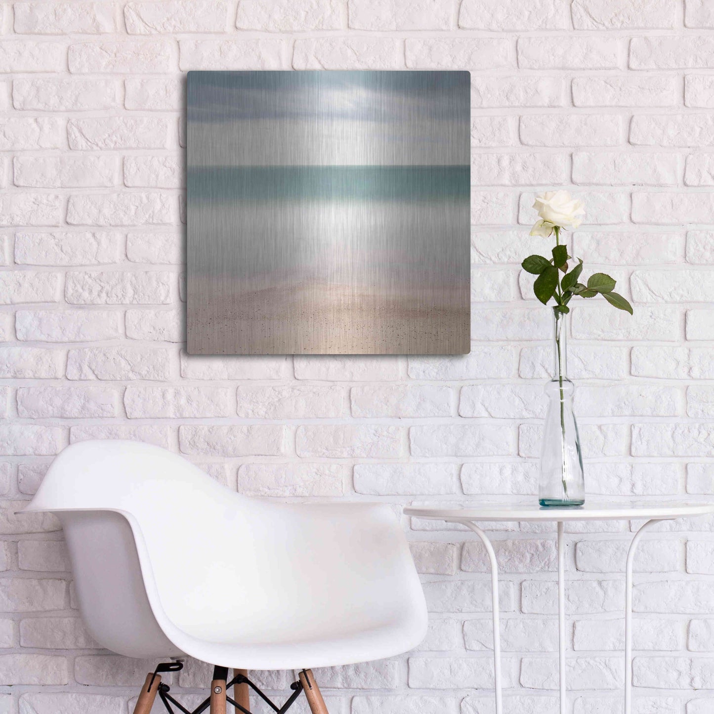 Luxe Metal Art 'Beach Sea Sky' by Wilco Dragt, Metal Wall Art,24x24