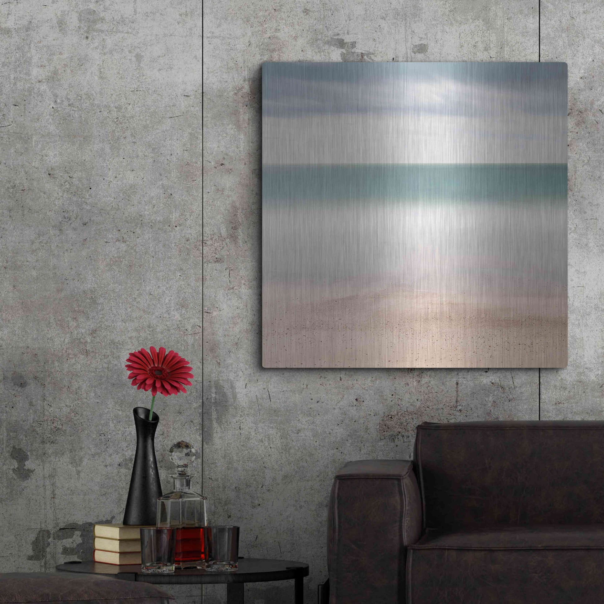 Luxe Metal Art 'Beach Sea Sky' by Wilco Dragt, Metal Wall Art,36x36