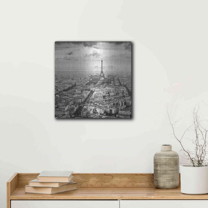 Luxe Metal Art 'La Tour Eiffel et La Defense' by Wilco Dragt, Metal Wall Art,12x12