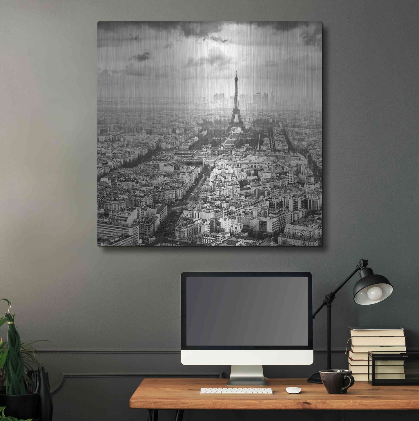 Luxe Metal Art 'La Tour Eiffel et La Defense' by Wilco Dragt, Metal Wall Art,36x36