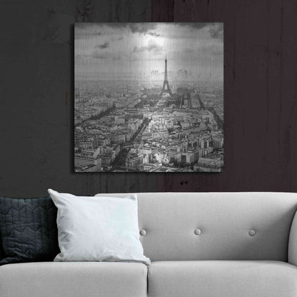 Luxe Metal Art 'La Tour Eiffel et La Defense' by Wilco Dragt, Metal Wall Art,36x36