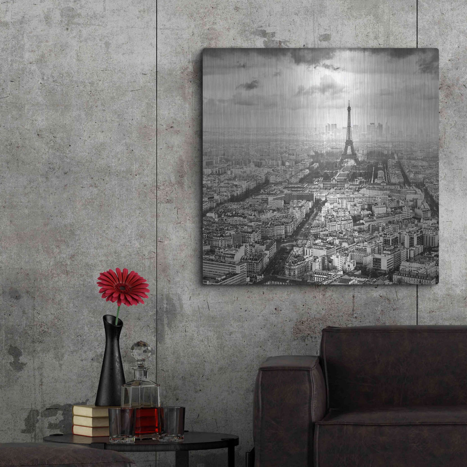 Luxe Metal Art 'La Tour Eiffel et La Defense' by Wilco Dragt, Metal Wall Art,36x36