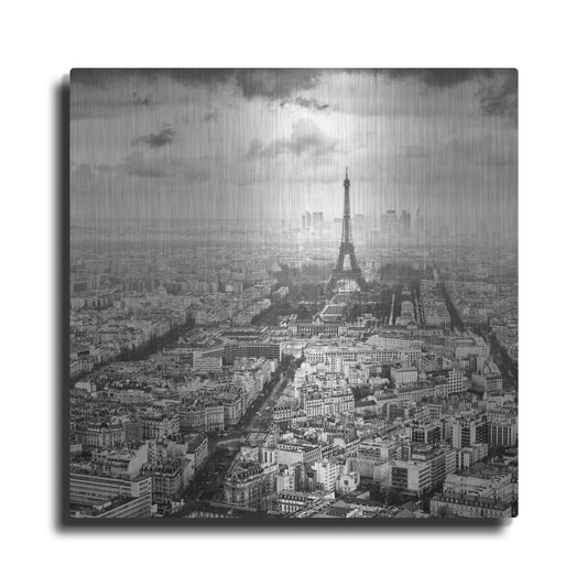 Luxe Metal Art 'La Tour Eiffel et La Defense' by Wilco Dragt, Metal Wall Art