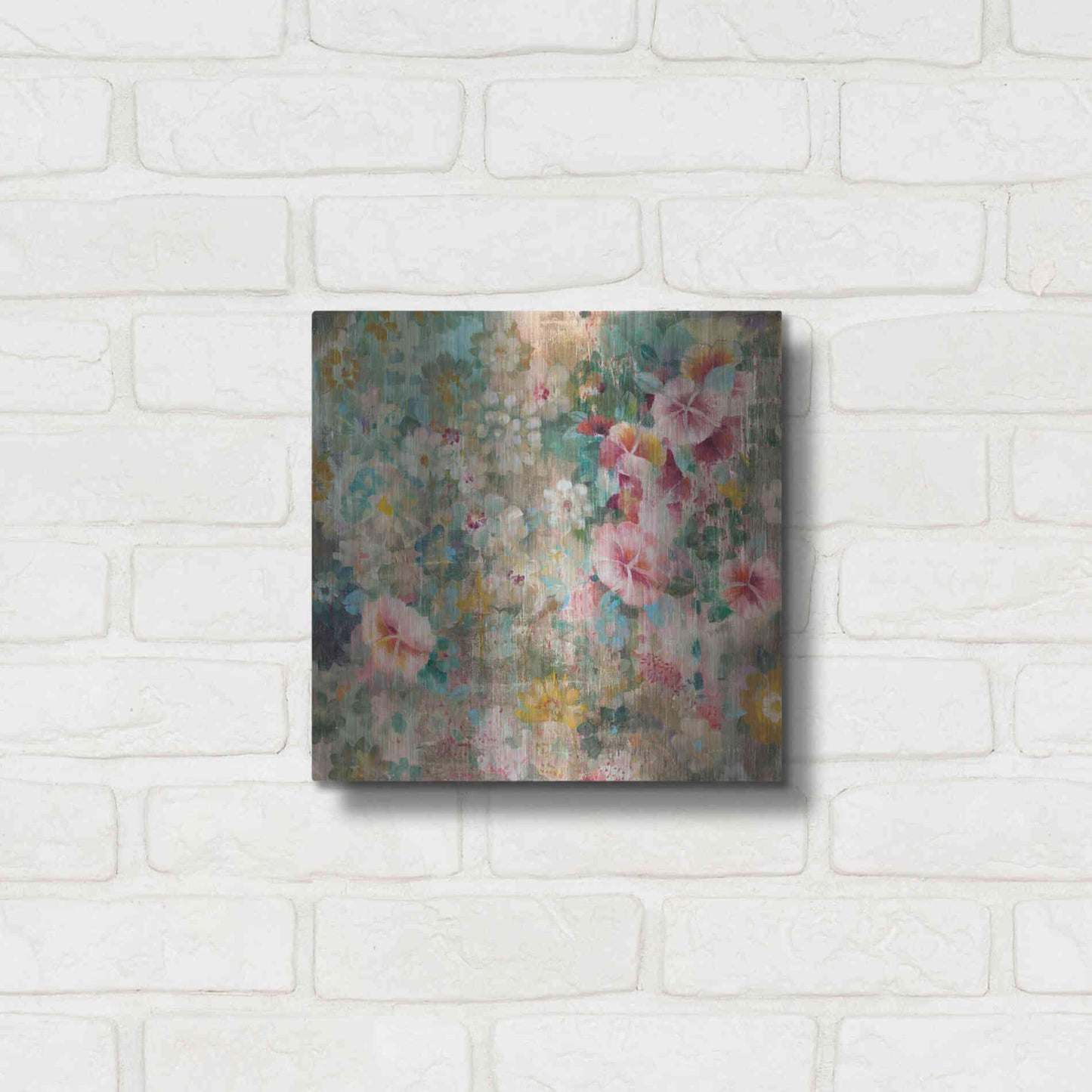 Luxe Metal Art 'Flower Shower' by Danhui Nai, Metal Wall Art,12x12