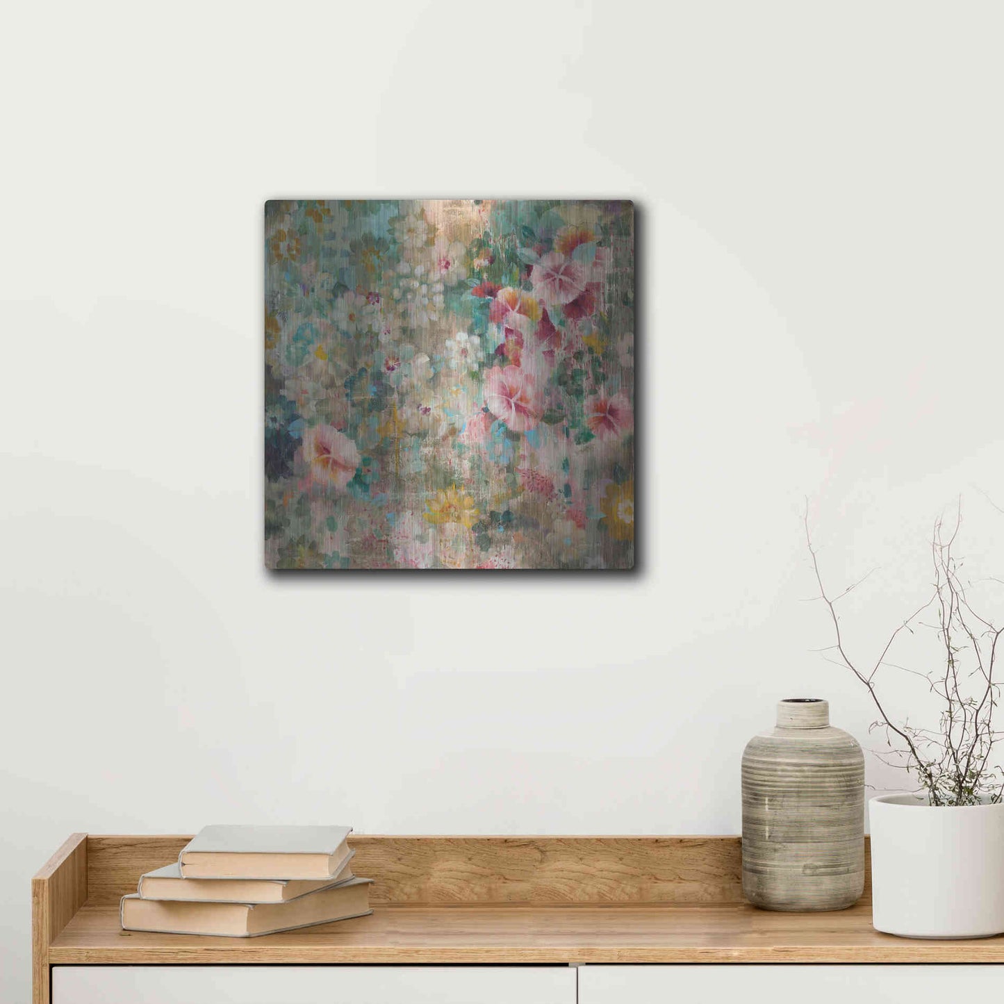 Luxe Metal Art 'Flower Shower' by Danhui Nai, Metal Wall Art,12x12