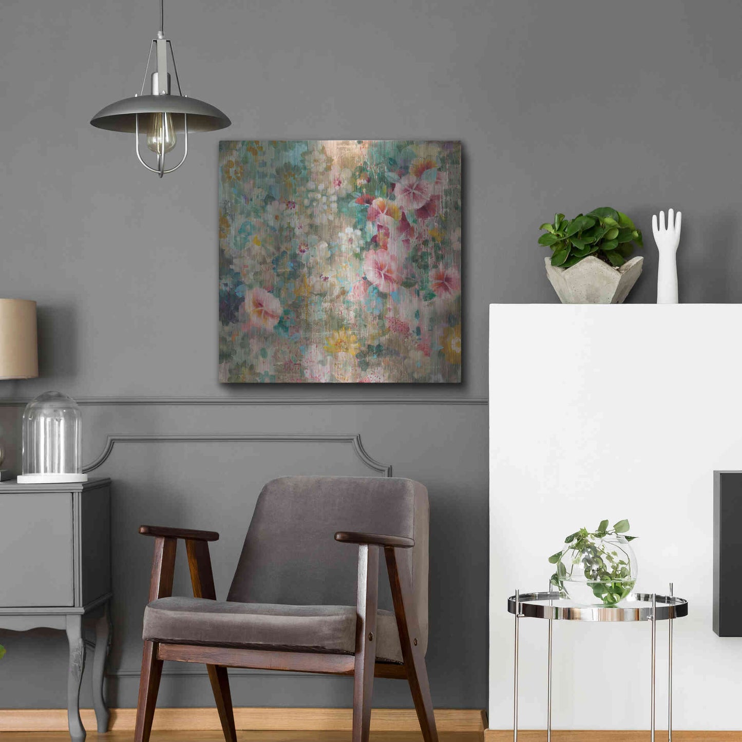 Luxe Metal Art 'Flower Shower' by Danhui Nai, Metal Wall Art,24x24