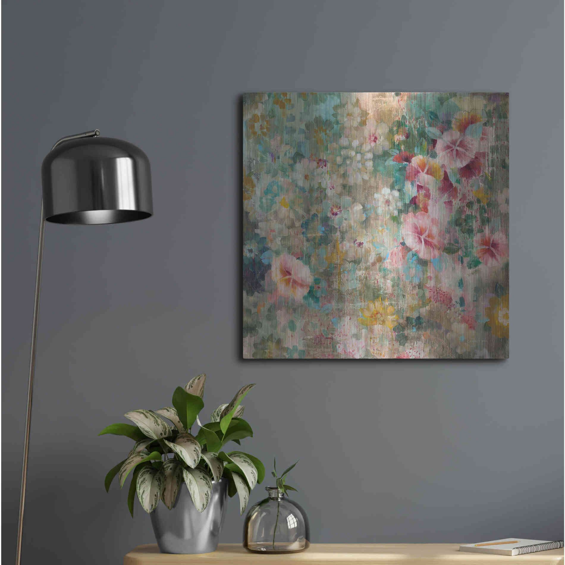 Luxe Metal Art 'Flower Shower' by Danhui Nai, Metal Wall Art,24x24