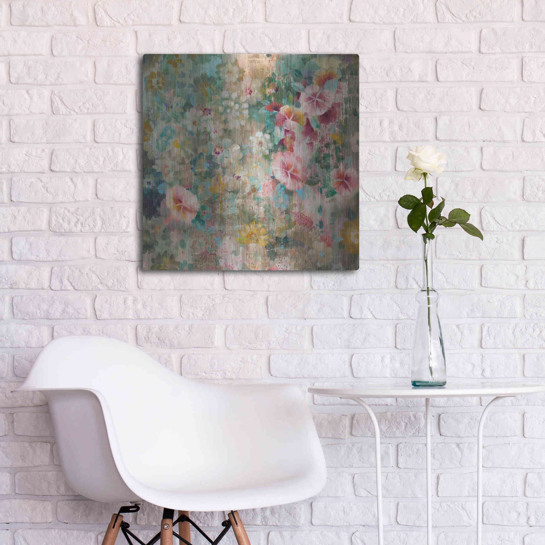Luxe Metal Art 'Flower Shower' by Danhui Nai, Metal Wall Art,24x24