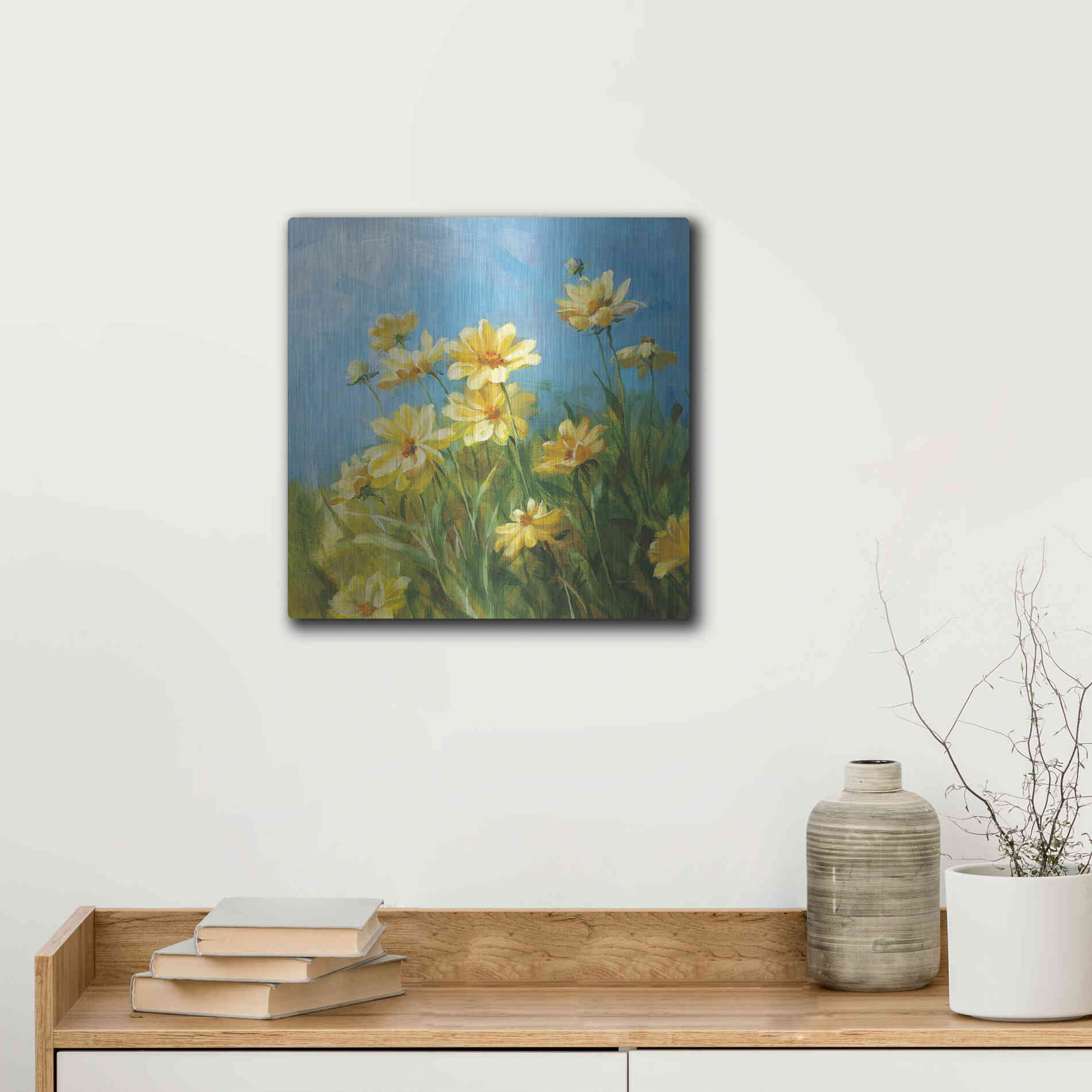 Luxe Metal Art 'Summer Field I' by Danhui Nai, Metal Wall Art,12x12